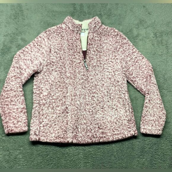 Time and Tru Jacket Coat Women's Medium (8-10) Purple White Sherpa 1/4 Zip - Picture 1 of 7